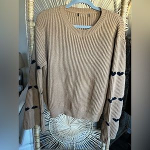 Tan and black heart sweater